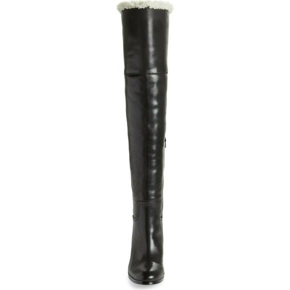 JEFFREY CAMPBELL FLUFFY-OK WOMEN BOOTS – NYCK - New York  JEFFREY CAMPBELL Woodvurn Black Leather Ivory Fur Over the Knee Boot 8.5